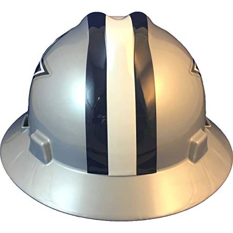 MSA 10194750 NFL VGard Full Brim Hard Hat, Dallas Cowboys, Standard