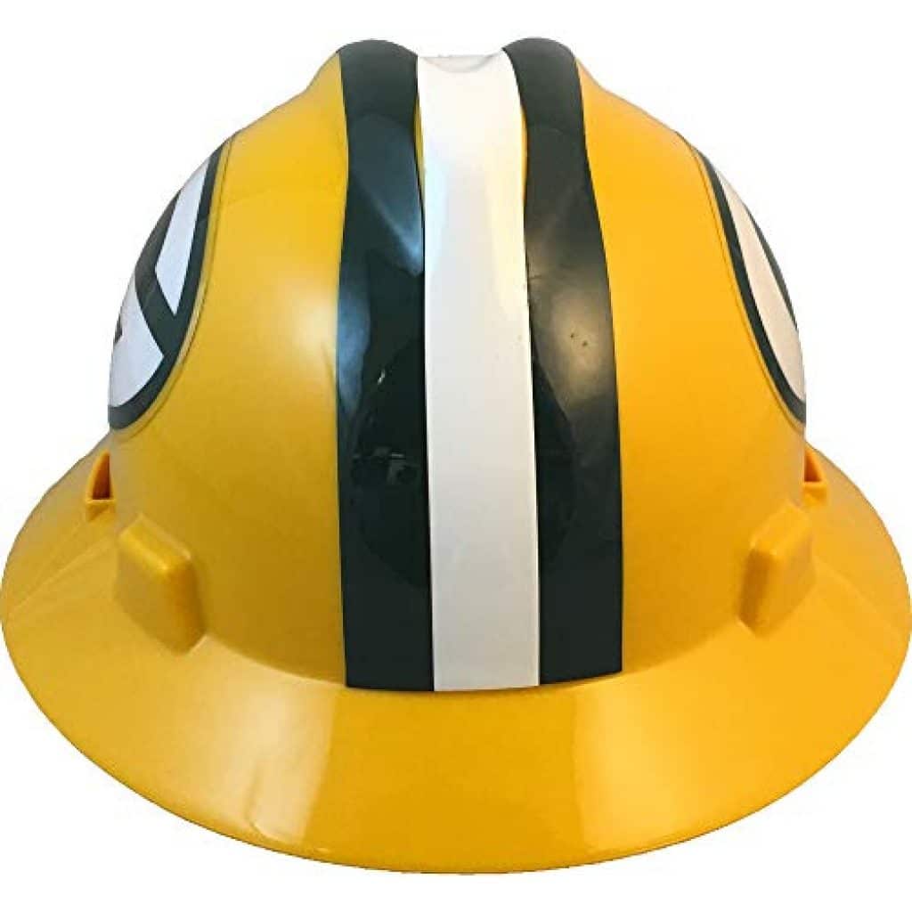 MSA 10194753 NFL V-Gard Full Brim Hard Hat, Green Bay Packers, Standard ...