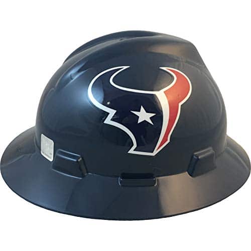 MSA 10194754 NFL V-Gard Full Brim Hard Hat, Houston Texans