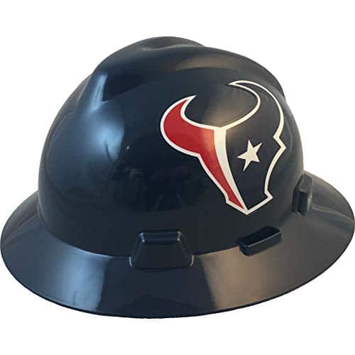 MSA 10194754 NFL V-Gard Full Brim Hard Hat, Houston Texans