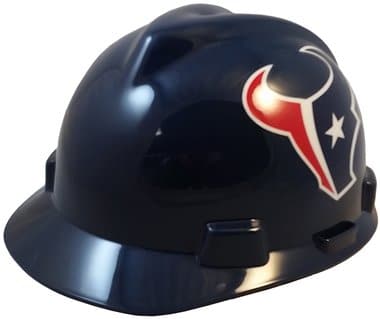MSA NFL Team Safety Helmets with One-Touch Adjustable Suspension and Hard Hat Tote - Houston Texans