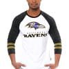 Baltimore Ravens Raglan Baseball 3/4 Long Sleeve Tee Shirt