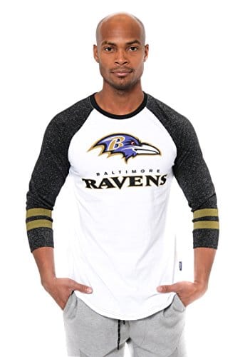 Baltimore Ravens Raglan Baseball 3/4 Long Sleeve Tee Shirt