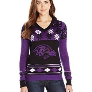 Baltimore Ravens Womens Big Logo V-Neck Sweater Small