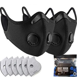 BASE CAMP M Plus Dust Mask 2 Pack with Extra 6 Activated Carbon Filters for Woodworking Construction Mowing Sanding Gardening Cleaning Painting Sawing and Grinding