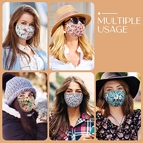 Floral Print Face Masks with Filter & Drawstring (6-pack)