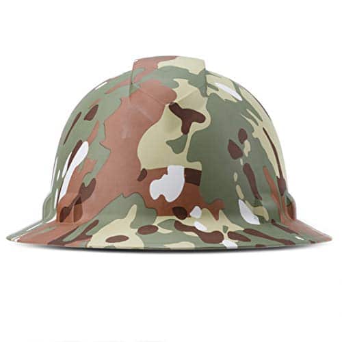 Full Brim Camo Hard Hat With 4 Point Suspension & Flag Decal