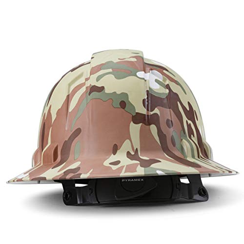 Full Brim Camo Hard Hat With 4 Point Suspension & Flag Decal
