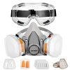 KISCHERS Reusable Half Facepiece and Anti-Fog Safety Goggle Set Against Dust/Organic Vapors/Smells/Fumes/Sawdust/Asbestos Suitable for Painting,Staining,Car Spraying,Sanding &Cutting