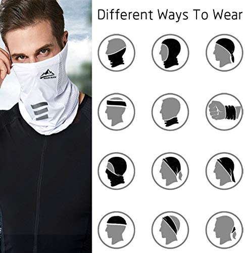 motoboy Cooling Neck Gaiter Face Mask Drawstring Men Women Summer Face Cover Scarf Bandana Wind＆Dust-Proof UV Protection for Running Cycling Fishing Hiking White Large X-large