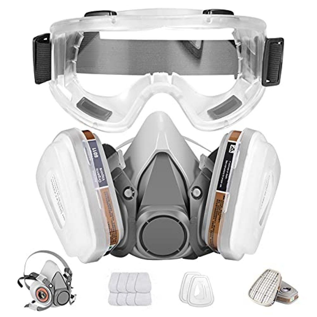 Respirator Mask,Half Facepiece Gas Mask with Safety Glasses Reusable Professional Breathing