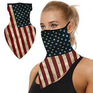 USA Flag Bandana Face Neck Gaiter with Ear Loops