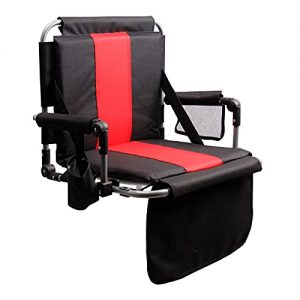 ALPHA CAMP Folding Stadium Seat Reclining Bleacher Chair with Cup Holder, Mesh Bag and Hide Hooks, Portable Stadium Chair with Armrest