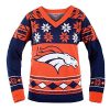 Denver Broncos Women's Ugly Sweater V-Neck