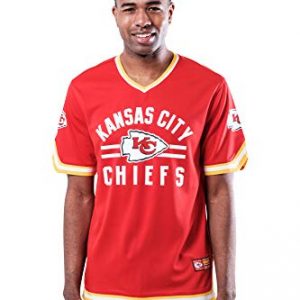 Kansas City Chiefs Jersey V-Neck Mesh / Stripe Sleeves