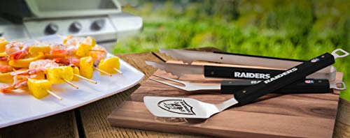 Las Vegas Raiders 3-Piece BBQ Grill Set with Spatula Tongs and Bottle Opener