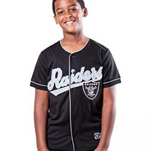 Las Vegas Raiders Boy’s Button Down Baseball Jersey T-Shirt