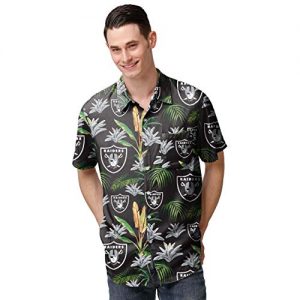 las vegas raiders hawaiian shirt button up dark 3