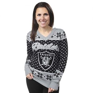 Las Vegas Raiders Womens V-Neck Ugly Sweater
