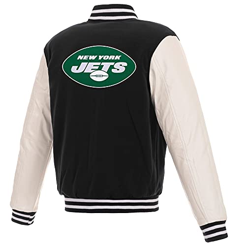 New York Jets Reversible Full-Snap Jacket with Faux Leather Sleeves