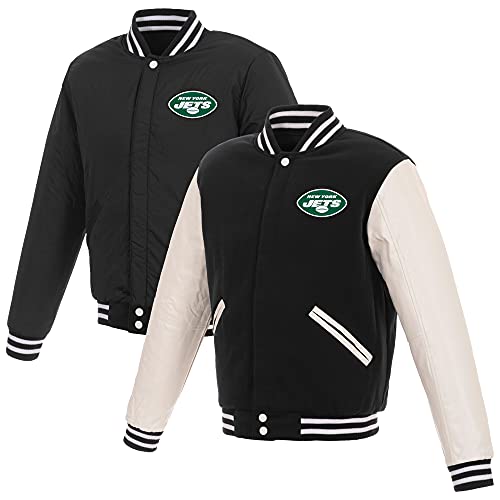 New York Jets Reversible Full-Snap Jacket with Faux Leather Sleeves