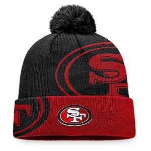 Black & Red San Francisco 49ers Cuffed Knit Hat with Pom