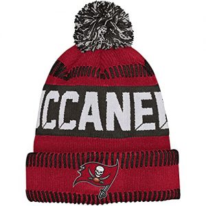 outerstuff youth red pewter tampa bay buccaneers sport tech cuffed knit hat with pom