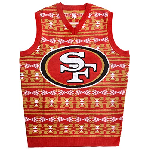San Francisco 49ers Ugly Sweater Vest Aztec Pattern