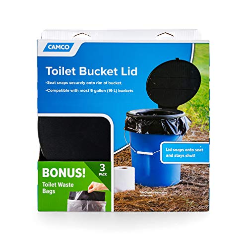 5 Gallon Bucket Toilet Seat with Lid with Leak Proof Waste Bags Great for Work, Camping, Hiking, Hunting and More