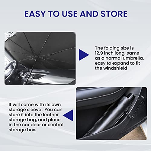 Auto Windshield Sun Shade, Foldable Umbrella 5-Layers UV Reflector Sunshade, Fits Most Cars, Trucks, SUVs