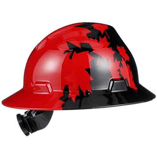 Black Canadian Flag V-Gard Full-Brim Custom Hard Hat With Fas-Trac Ratchet Suspension
