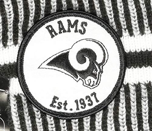 Black & White Los Angeles Rams Beanie with Pom