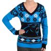 Carolina Panthers Women's Ugly Sweater V-Neck