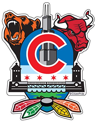Chicago Sports Sticker 4x5" Cubs, Bears, Bulls, Blackhawks