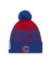 Cuffed Blue & Red Chicago Cubs Beanie with Pom Pom