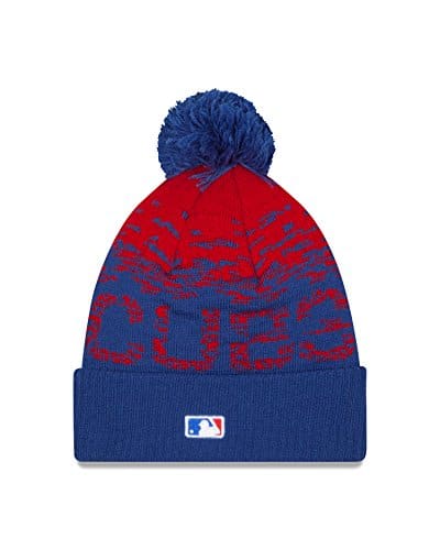 Cuffed Blue & Red Chicago Cubs Beanie with Pom Pom