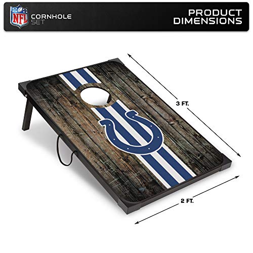 Deluxe Wood Indianapolis Colts Cornhole Set with 8 Bags 2x3’