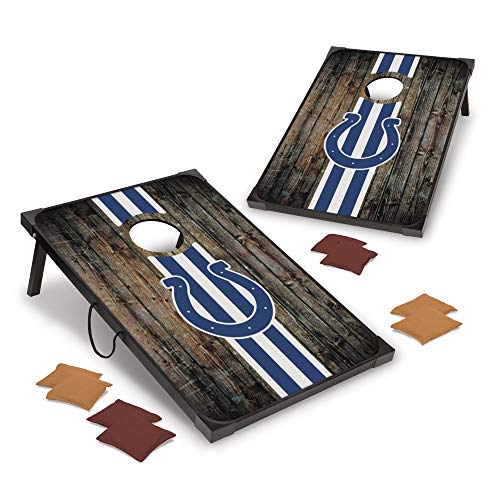 Deluxe Wood Indianapolis Colts Cornhole Set with 8 Bags 2x3’