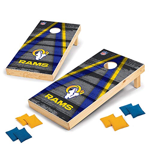Deluxe Wood Los Angeles Rams Cornhole Set with 8 Bags 2x4’