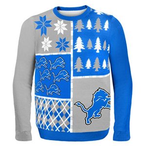 Detroit Lions Ugly Sweater Busy Block Pattern