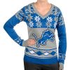 Detroit Lions Women's Ugly Sweater V-Neck