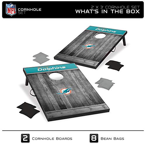 Grey Wood Miami Dolphins Cornhole Set with Bags