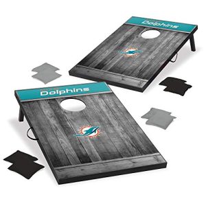 Grey Wood Miami Dolphins Cornhole Set with Bags