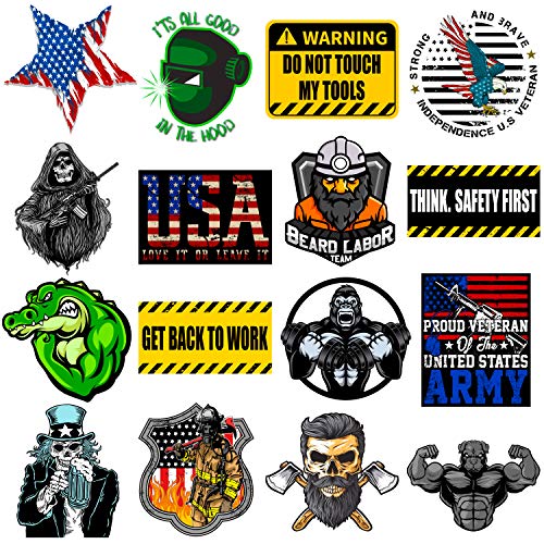 Hard Hat Stickers 50+ MEGA PACK, Tool Box Stickers and Decals, Funny Stickers, Military, Veteran, Union, Patriotic USA Stickers, Set of 2