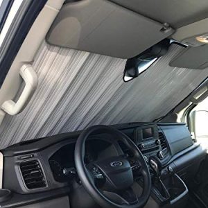 HeatShield, The Original Windshield Sun Shade, Custom-Fit for Ford Transit Van (Cargo) w/Sensor 2015, 2016, 2017, 2018, 2019, 2020, Silver Series