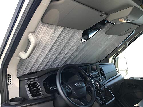 HeatShield, The Original Windshield Sun Shade, Custom-Fit for Ford Transit Van (Cargo) w/Sensor 2015, 2016, 2017, 2018, 2019, 2020, Silver Series