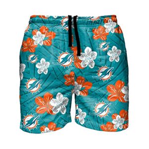 Hibiscus Pattern Slim Fit Miami Dolphins Swimming Trunks