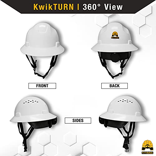 KwikSafety Full Brim Custom Hard Hat Construction Safety Helmet with 18 Vents, Sweatband, Earplugs