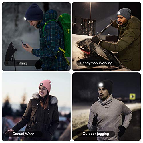 LED Beanie Hat with Light Headlamp, USB Rechargeable
