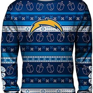 Los Angeles Chargers Hanukkah Ugly Sweater